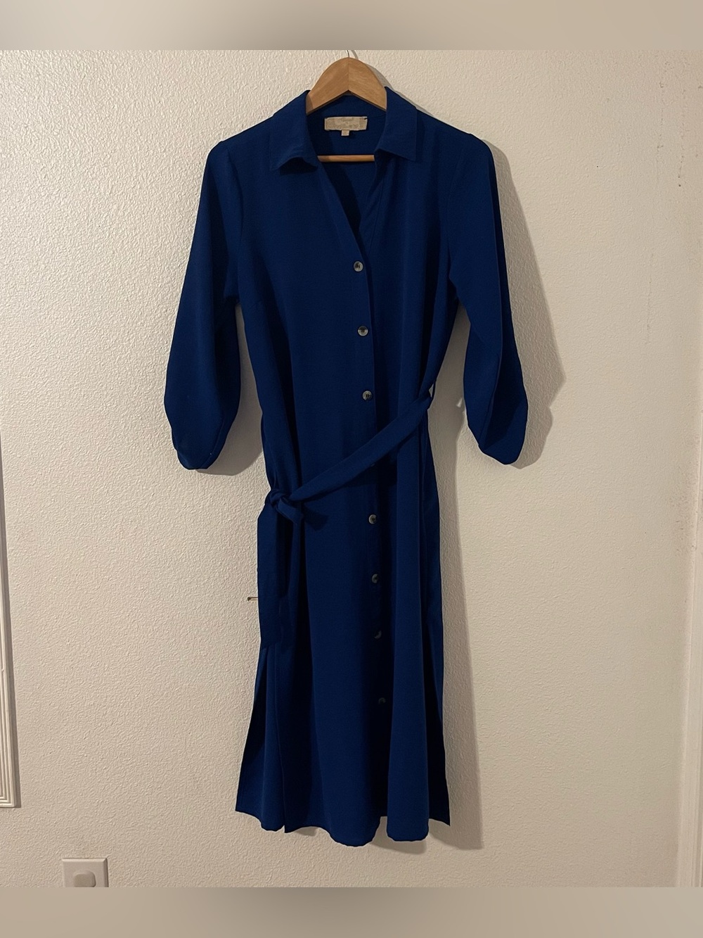 Time to Bloom Women’s Cobalt Blue Button Front Shirt Dress Size Medium